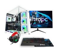 NitroPC - Pack Gold Plus v2 | PC Gaming Completo (AMD Ryzen 7 5800X 3.8GHz, RTX 5060 8GB, RAM 32GB, M.2 2TB, Windows 11 PRO, RGB | WiFi, Monitor 24", Teclado, ratón, Auriculares) PC sobremesa (Blanco)