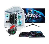 NitroPC - Pack Silver | PC Gaming Completo (AMD Ryzen 5 5500 6/12 4.2GHz, RTX 3050 6GB, RAM 16GB, M.2 1TB, Windows 11 | WiFi, Monitor 24", Teclado, ratón, Auriculares) PC sobremesa (Blanco)