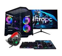 NitroPC - Pack Silver Plus | PC Gaming Completo (AMD Ryzen 5 5500 4.2GHz, RTX 3050 8GB, RAM 16GB, M.2 1TB, Windows 11 Pro, RGB | WiFi, Monitor 24", Teclado, ratón, Auriculares) PC sobremesa (Negro)