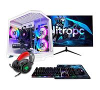 NitroPC - Pack Silver Plus | PC Gaming Completo (AMD Ryzen 5 5500 4.2GHz, RTX 3050 8GB, RAM 16GB, M.2 1TB, Windows 11 Pro, RGB | WiFi, Monitor 24", Teclado, ratón, Auriculares) PC sobremesa (Blanco)