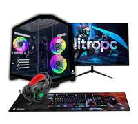 NitroPC PC Gaming Completo Start Esports Core Pack FHD120-24 · 90-110 FPS · 1080p · Ryzen 5 5655G (APU) RAM 16GB, M.2 1TB, Windows 11 Pro, WiFi, Negro - Monitor 24" FullHD + Accesorios