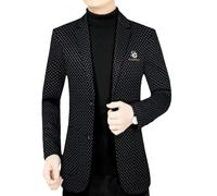 NITRY Men Jacket Business Work Casual Long Sleeves Banquet Prom Temperament Trend Long Sleeved Suit Slim Fit Handsome Fashion Blazer E-Black XL