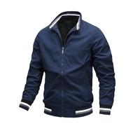 NITRY Men Jacket Men Comfortable Warm Outdoor Jacket Men Youth Fashion Trend Bomber Jackets Men Long Sleeve Jacket Men Casual Sport Solid Color Jacket S-Dark Blue 3XL