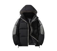 NITRY Men Jacket Thicken Comfortable Men Warm Cotton Jacket Casual Fashion Men With Hood Cold Jacket Youth Classic Men Trend Outdoor Jacket B-Black XL
