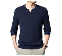NITRY Men's Knitted Sweater Breathable Soft Comfortable Long Sleeves Pullover Temperament Casual Warm Knitwear I-Navy L