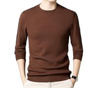 NITRY Men's Knitted Sweater Breathable Soft Comfortable Long Sleeves Pullover Temperament Casual Warm Knitwear C-Coffee L