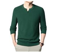 NITRY Men's Knitted Sweater Breathable Soft Comfortable Long Sleeves Pullover Temperament Casual Warm Knitwear K-Dark Green XL