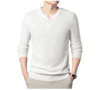 NITRY Men's Knitted Sweater Breathable Soft Comfortable Long Sleeves Pullover Temperament Casual Warm Knitwear F-White L