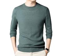 NITRY Men's Knitted Sweater Breathable Soft Comfortable Long Sleeves Pullover Temperament Casual Warm Knitwear B-Green L