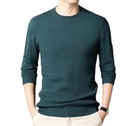 NITRY Men's Knitted Sweater Breathable Soft Comfortable Long Sleeves Pullover Temperament Casual Warm Knitwear D-Blue 4XL