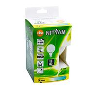 Nityam Bombilla LED Globo de 11 W, 1050 lúmenes, casquillo E27, color blanco cálido, 3000 K, ángulo de iluminación de 180°, NITLDB_11W_100_B