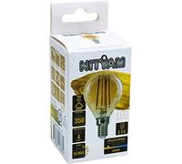 NITYAM Bombilla LED Globo Filamento 4W 350 Lumens base E14 - modelo G45 Color ámbar - Color de iluminación blanco cálido 3000K - Ángulo de iluminación 360°