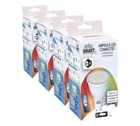 NITYAM SMART Bombilla LED conectada Spot 4.7W 400 lúmenes casquillo GU10 - Color de iluminación multicolor (RGB) + Cambio de blanco (CCT) - Ángulo de iluminación de 100° (Paquete de 4)