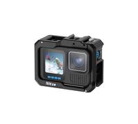Nitze Jaula para Cámara GoPro Hero 13/12 / 11/10 / 9, Jaula para Cámara con Interfaz Magnética, Orificios Roscados de 1/4" y 2 Cold Shoe para Micrófono y Luz de Vídeo LED - T-GP02A