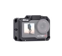 Nitze Jaula para DJI Osmo Action 5 Pro, Action 4, Action 3, jaula de metal de aluminio con interfaz magnética, orificio de rosca de 1/4", zapata fría para micrófono o luz LED de vídeo - T-D03A