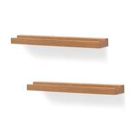 NIUBEST Soporte de Pared para Discos de Vinilo, Paquete de 2 estantes de Discos de Vinilo, Soporte de exhibición para LP, CD, Almacenamiento de Arte de Libros,(Madera Natural)