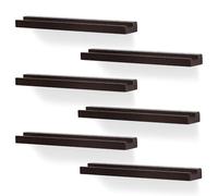 NIUBEST Soporte de pared para discos de vinilo, paquete de 6 estantes de discos de vinilo, soporte de exhibición para LP, CD, almacenamiento de libros, decoración vintage del hogar (nogal oscuro)