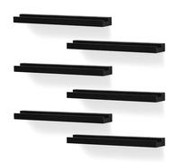 NIUBEST Soporte de pared para discos de vinilo, paquete de 6 estantes de discos de vinilo, soporte de exhibición para LP, CD, almacenamiento de arte de libros, decoración vintage para el hogar (negro)