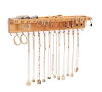 NIUBEST Soporte para collares organizador de pared con 30 ganchos, organizador de joyas de roble y almacenamiento para collares, pulseras y anillos (color madera)