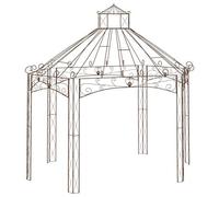 NiuBIKeLasI Cenador de jardín marrón envejecido de hierro forjado, 400 x 258 x 378 cm, pérgola estable con acabado vintage, ayuda para enredaderas y protección solar para jardín, terraza, exterior