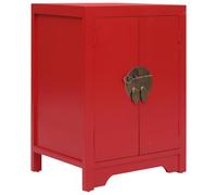 NiuBIKeLasI Mesita de noche roja de madera paulownia y MDF, 38 x 28 x 52 cm, 2 puertas, espacio de almacenamiento para dormitorio, salón, pasillo, estilo vintage como mesa auxiliar y estante