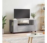 NiuBIKeLasI Mueble de TV Sonoma gris de madera 102 x 34,5 x 43 cm con ruedas, espacio de almacenamiento para mesa de televisión, armario bajo, mueble de televisión, salón, cine en casa, juegos, ahorro