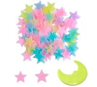 Niuhong 100 Pcs Pegatina Estrellas Luminosas Vinilos Fluorescentes Pared Etiqueta Engomada Interruptor Decoración Etiqueta Engomada Estrella 3D Dormitorio Habitación Pared Calcomanías Techo (Colorido)