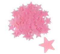 Niuhong 100 Pcs Pegatina Estrellas Luminosas Vinilos Fluorescentes Pared Etiqueta Engomada Interruptor Decoración Etiqueta Engomada Estrella 3D Dormitorio Habitación Pared Calcomanías Techo (rosa)