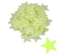 Niuhong 100 Pcs Pegatina Estrellas Luminosas Vinilos Fluorescentes Pared Etiqueta Engomada Interruptor Decoración Etiqueta Engomada Estrella 3D Dormitorio Habitación Pared Calcomanías Techo (amarillo)