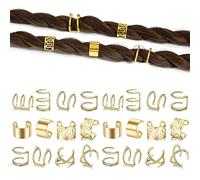 Niuhong 24 Pcs Joyería Rastas Pinzas Cabello Trenzas Puños Trenzados Cabello Anillos Cabello Trenzas Vikingos Trenzas Loc Accesorios Cabello Accesorios Trenzas Pinzas Cabello Mujeres Y Niñas (Dorado)