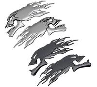 Niuhong 4 Pcs Calcomanía Calavera Llama Tanque Combustible 3D Pegatinas Decorativas Depósito Motocicleta Cráneo Demonio Adhesivo Impermeable Almohadilla Película Protección Contra Arañazos (A)