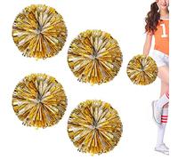 Niuhong 4 Pcs Cheerleading Poms Cheer Leader Poms Pom Cheers Ball Sport Squad Cheer Accessories Sports Games Team Children Cheerleader Pompoms Ball Games Pompons Poms Spirit Cheering Pom (oro + plata)