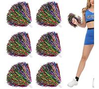 Niuhong 6 PCS Cheer Leader Poms Animadora Poms Accesorios Porristas Pom Bright Metallic Cheers Ball Squad Cheer Farben Pompons Poms Hand Flower Spirit Cheering Pom Colours Sports Games Team