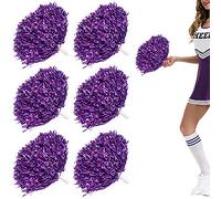 Niuhong 6 PCS Cheer Leader Poms Animadora Poms Accesorios Porristas Pom Bright Metallic Cheers Ball Squad Cheer Farben Pompons Poms Hand Flower Spirit Cheering Pom Colours Sports Games Team (Púrpura)