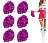 Niuhong 6 PCS Cheer Leader Poms Animadora Poms Accesorios Porristas Pom Bright Metallic Cheers Ball Squad Cheer Farben Pompons Poms Hand Flower Spirit Cheering Pom Colours Sports Games Team (Rosado)