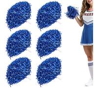 Niuhong 6 PCS Cheer Leader Poms Animadora Poms Accesorios Porristas Pom Bright Metallic Cheers Ball Squad Cheer Farben Pompons Poms Hand Flower Spirit Cheering Pom Colours Sports Games Team (Azul)