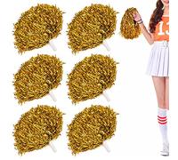 Niuhong 6 PCS Cheer Leader Poms Animadora Poms Accesorios Porristas Pom Bright Metallic Cheers Ball Squad Cheer Farben Pompons Poms Hand Flower Spirit Cheering Pom Colours Sports Games Team (Dorado)