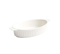 NIUHUAHUI bandeja de cocina, Cuenco ovalado de cerámica blanca 9,5 pulgadas y 600 ml for horno microondas con doble asa