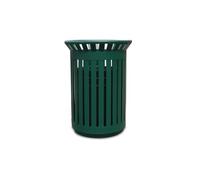 NIUHUAHUI Cubo de basura para exteriores, Contenedor de basura comercial de listones metálicos for exteriores, contenedor de basura redondo zonificado(Green)