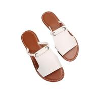 NIUHUAHUI Slippers, Pantuflas de verano for mujer, color puro, trenzadas, sencillas, for uso diario en la playa. for House Slides Shower Sandals(White,39 EU)