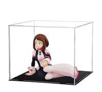 Niukaisi MHA Figures - Figura de Toga Himiko Uraraka Ochako sentado con caja de exhibición acrílica, estatua de anime MHA, adornos hechos a mano