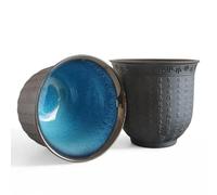 NIUKOMY Taza Sin Asa de Cerámica Japonés, Juego de 2 Tazas de Té Pequeña Chino, Chinese Tea Cup en Relieve Porcelana del Sutra del Corazón Budista 160 ML Negro
