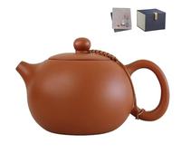 NIUKOMY Tetera Yixing 400 ML, Tetera Xishi de Arcilla, Tradicional Chino Hecha a Mano Zisha Teteras Kung Fu con Caja de Regalo y Paño de Cocina