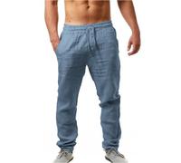 NIULI Pantalones De Chándal De Verano For Hombre, Pantalones Largos Y Ligeros De Traje, Pantalones De Yoga De Cintura Alta Elásticos De Corte Regular, con Bolsillos, Tallas S-5XL(Blue 3,L)