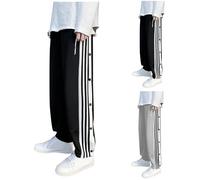 NIULI Pantalones De Rehabilitación For Hombre con Botones De Apertura Lateral, Apertura Lateral,Cómodos Pantalones Holgados For Correr con Cintura Elástica,Fisioterapia(Noir,S)