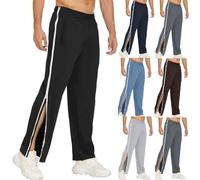 NIULI Pantalones De Rehabilitación For Hombres, Jogging De Pierna Ancha con Cremallera Lateral, Deportivos De Pierna Ancha, Se Pueden Abrir hacia Un Lado, Rasgados, M-3XL(Noir,3XL)