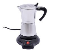 NiuLifeya Cafetera eléctrica italiana, 480 W, cafetera eléctrica, cafetera de 300 ml, 6 tazas de café moca con base para uso doméstico, oficinas, cafés (plata)
