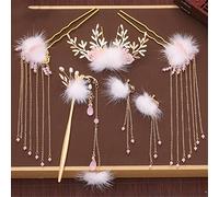 NIULIniuli Hair Stick,Chinese Hairpins,Hair Pin Stick Bola de Pelo Horquilla Accesorios for el Cabello Estilo Antiguo Mujer Felpa Horquilla Vestido Borla Paso Agitar 1 Juego