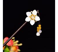 NIULIniuli Hair Stick,Chinese Hairpins,Hair Pin Stick Chino étnico Antiguo Vestido de Horquilla Borla Madera Color Esmalte Horquilla 11Rojo(03 White)