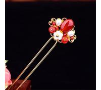 NIULIniuli Hair Stick,Chinese Hairpins,Hair Pin Stick Chino étnico Antiguo Vestido de Horquilla Borla Madera Color Esmalte Horquilla 11Rojo(28Red Agate)